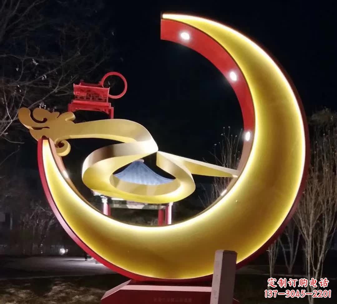 信阳精致不锈钢月亮雕塑