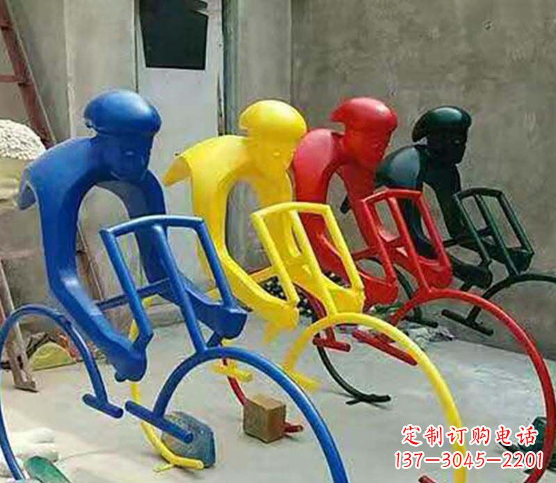 信阳不锈钢自行车运动人物景观雕塑