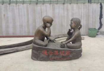 信阳精美儿童下棋铜雕
