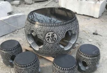 信阳特大型福字桌凳石雕