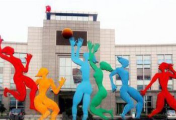 信阳激情运动的写照不锈钢女孩打篮球雕塑