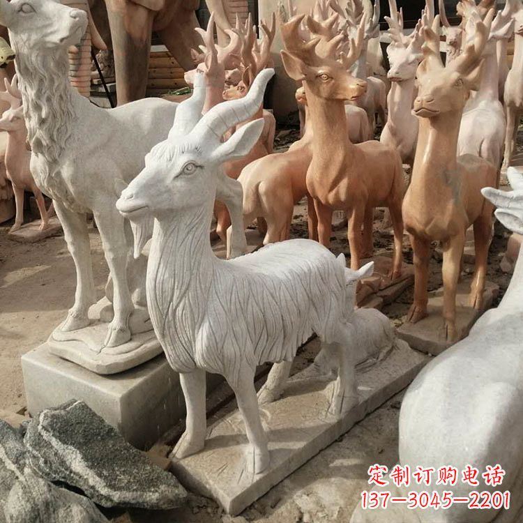 信阳公园草坪动物摆件石雕羊