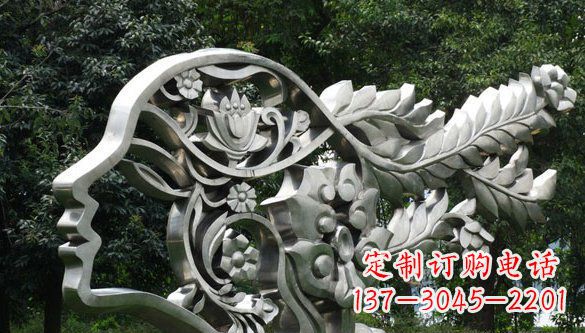 信阳高雅美貌不锈钢美女头象雕塑