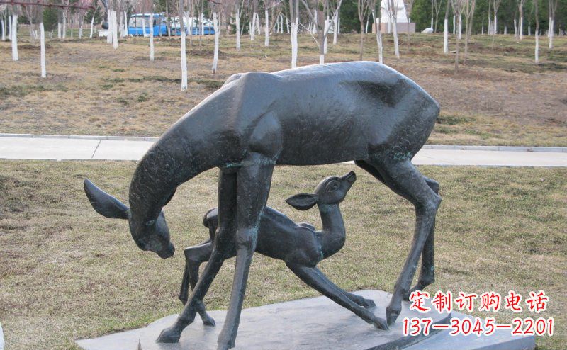 信阳母子鹿铜雕艺术塑像
