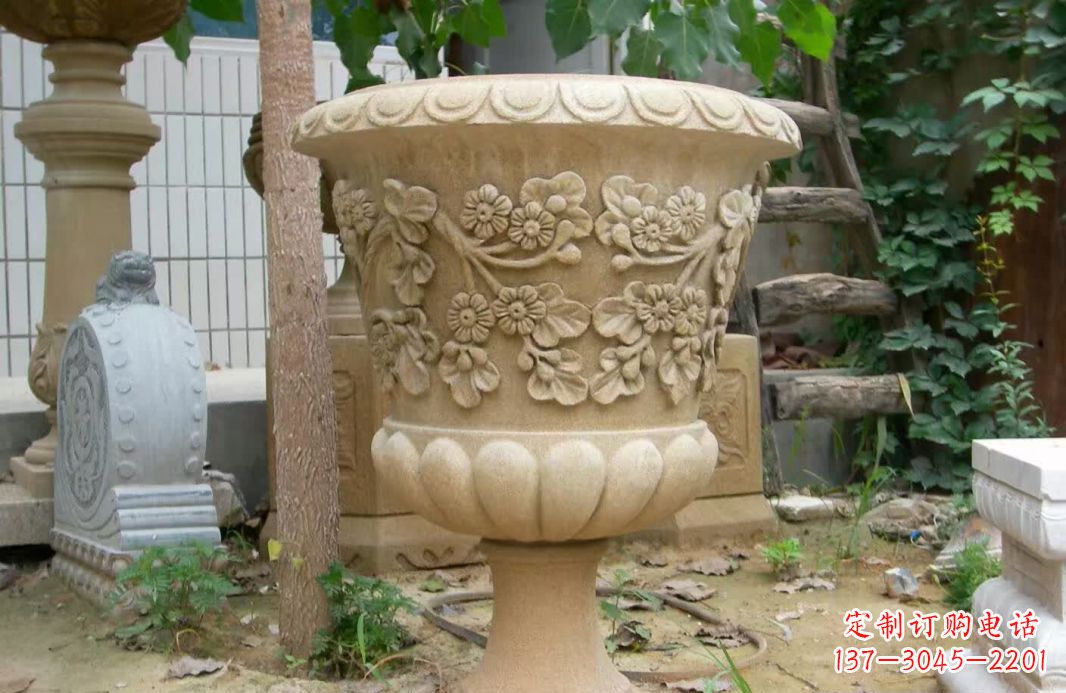 信阳精美大理石花盆雕塑