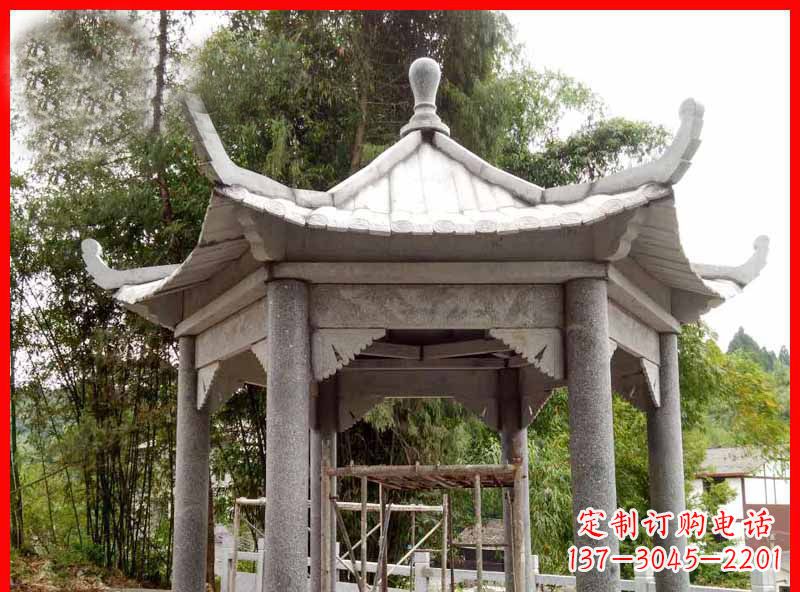 信阳复古公园石凉亭雕塑