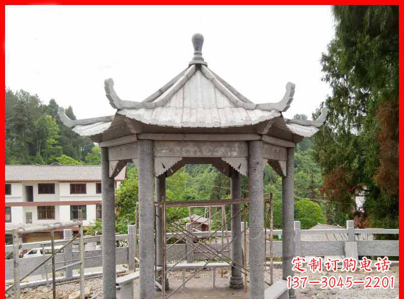 信阳精美大理石六角石凉亭雕塑