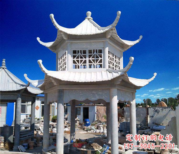 信阳大理石双层凉亭雕塑