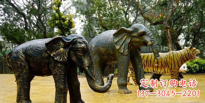 信阳公园大象动物铜雕_1