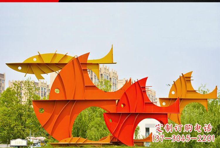 信阳公园大型不锈钢鲤鱼造型雕塑