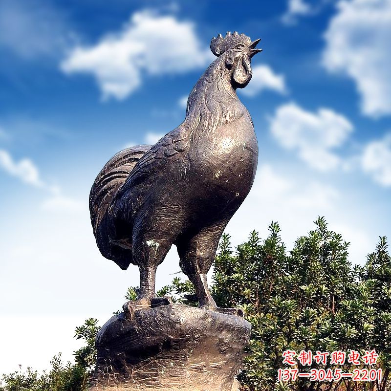 信阳威风凛凛的大型铸铜酉鸡雕塑