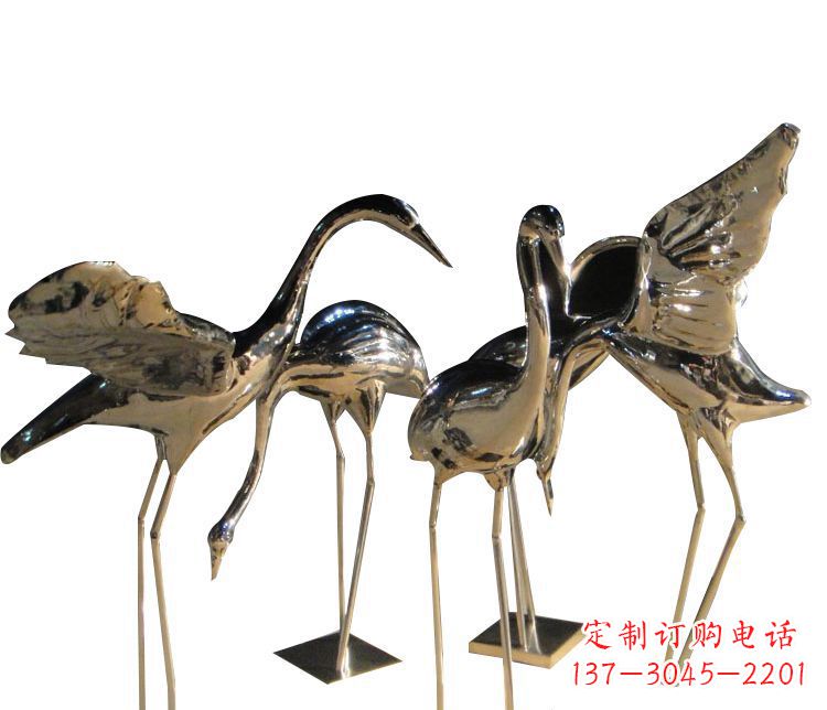 信阳三角中国领雕塑不锈钢仙鹤雕塑