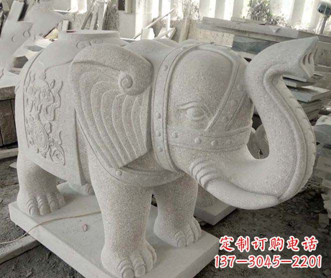 信阳公园动物大理石大象石雕 (3)