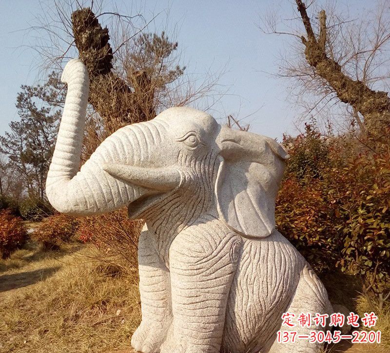信阳公园动物大象石雕