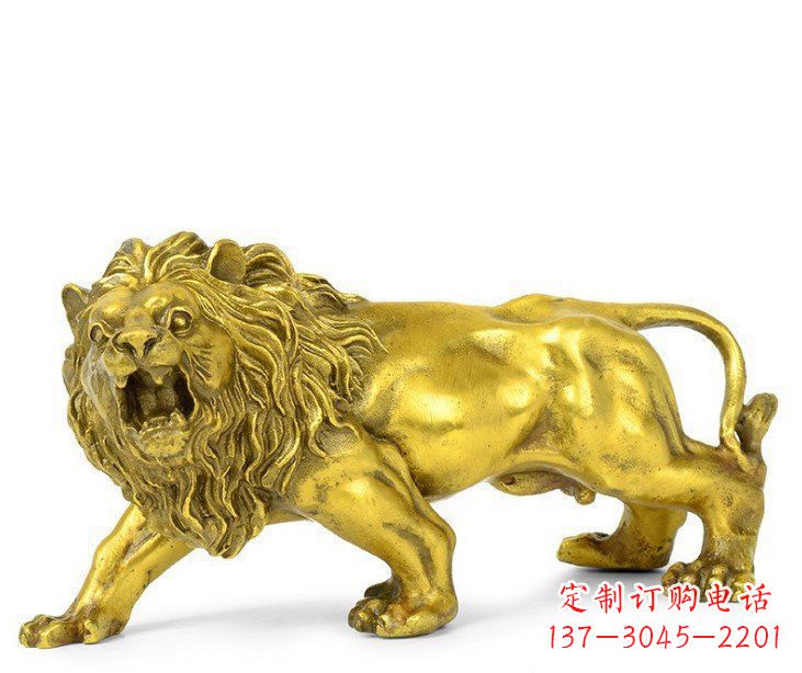 信阳公园动物黄铜鎏金狮子铜雕塑