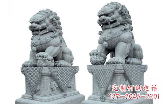 信阳公园动物青石狮子石雕