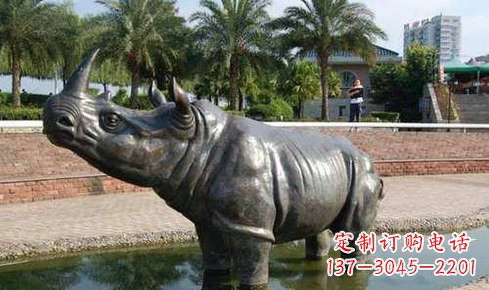 信阳公园动物铜雕犀牛