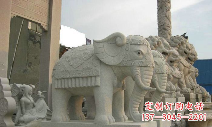 信阳公园动物招财大象石雕 (2)