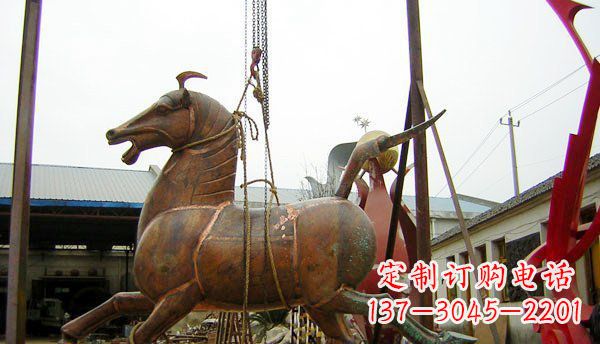 信阳公园仿古马动物铜雕