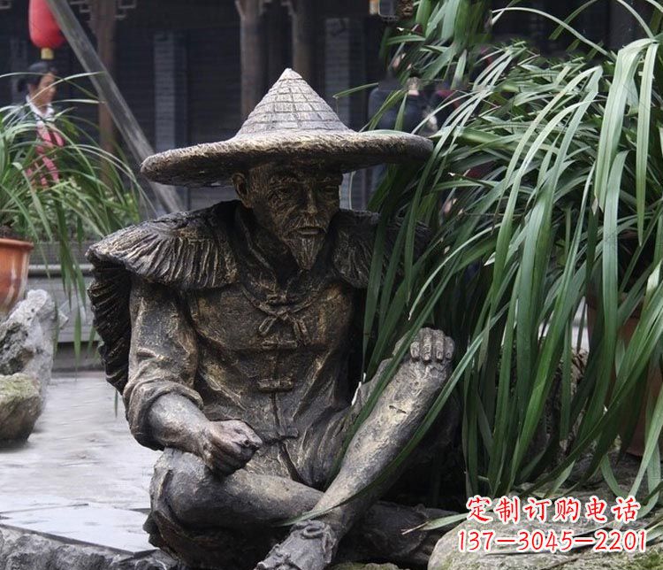 信阳中领雕塑定制——古典经典“渔翁”铜雕