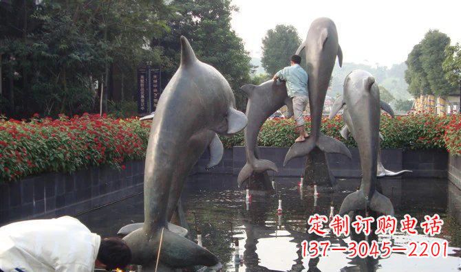 信阳公园海豚动物铜雕