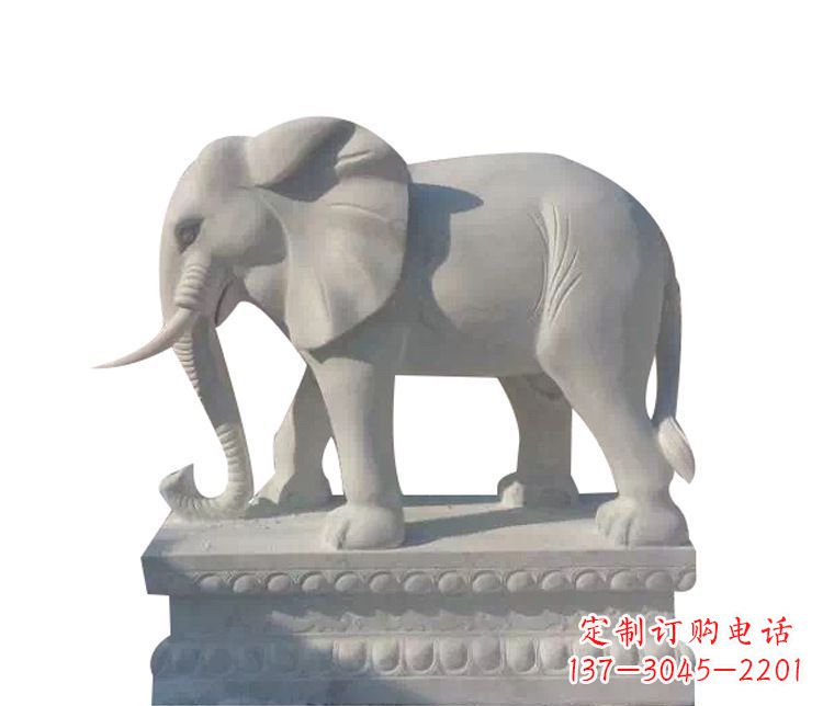 信阳公园汉白玉大象动物石雕