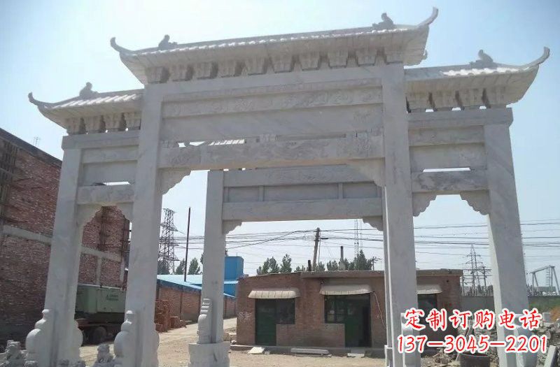 信阳牌坊石雕 – 三门牌坊石雕,极具风格的艺术品
