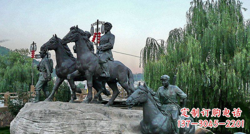 信阳公园红军骑马景观铜雕