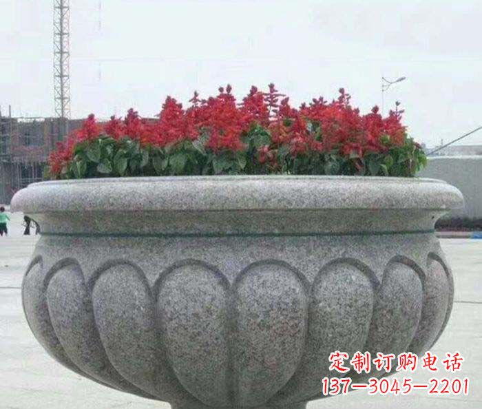 信阳公园景观大理石花盆石雕 (5)