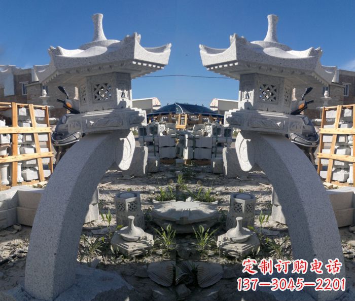 信阳精美大理石镂空石灯雕塑