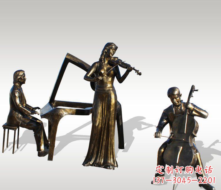 信阳公园景观钢琴拉小提琴人物铜雕