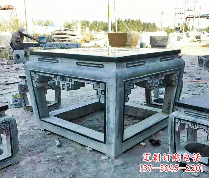 信阳雕塑艺术方形石桌凳