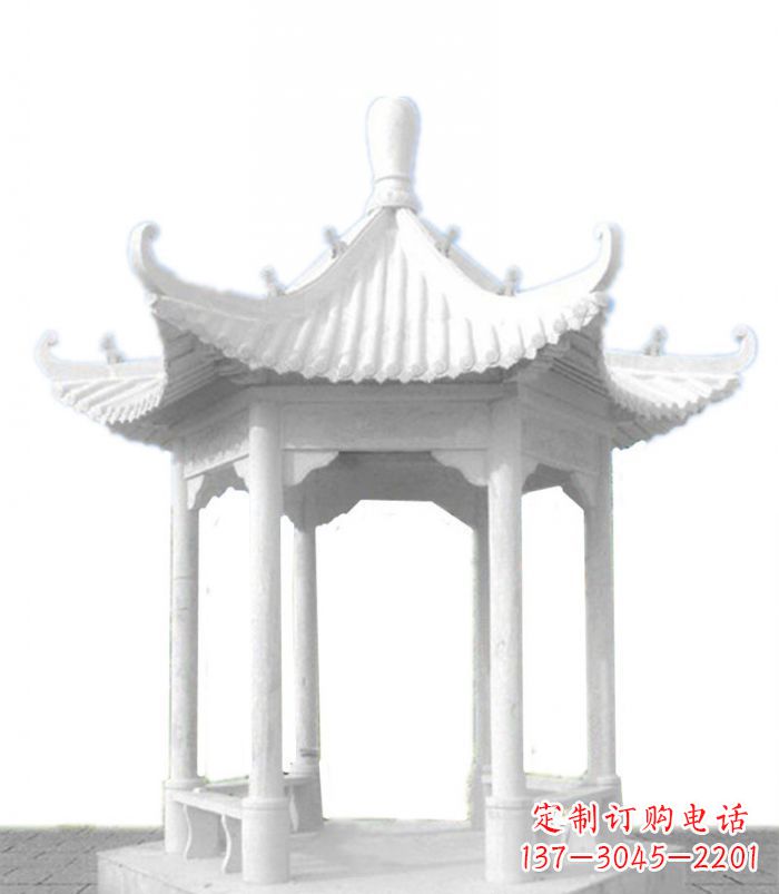 信阳公园景观汉白玉石雕凉亭 (2)