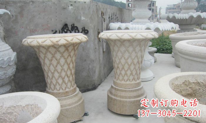 信阳花篮式石雕镂空花盆