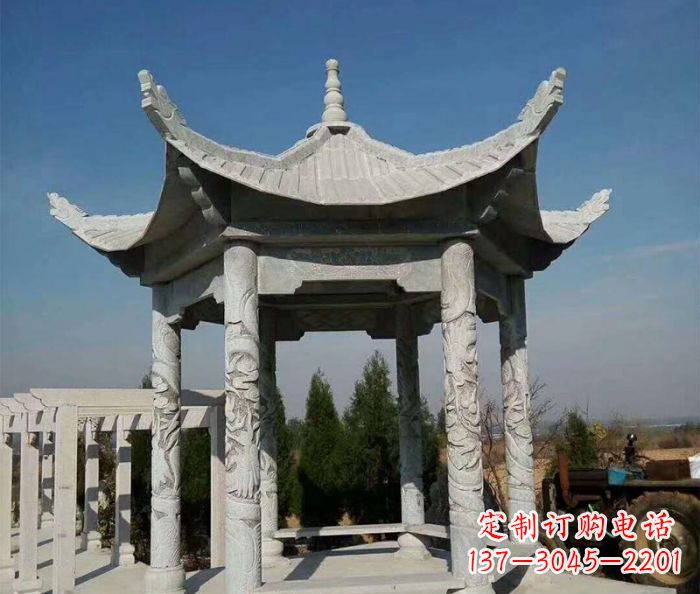 信阳公园景观六角凉亭石雕