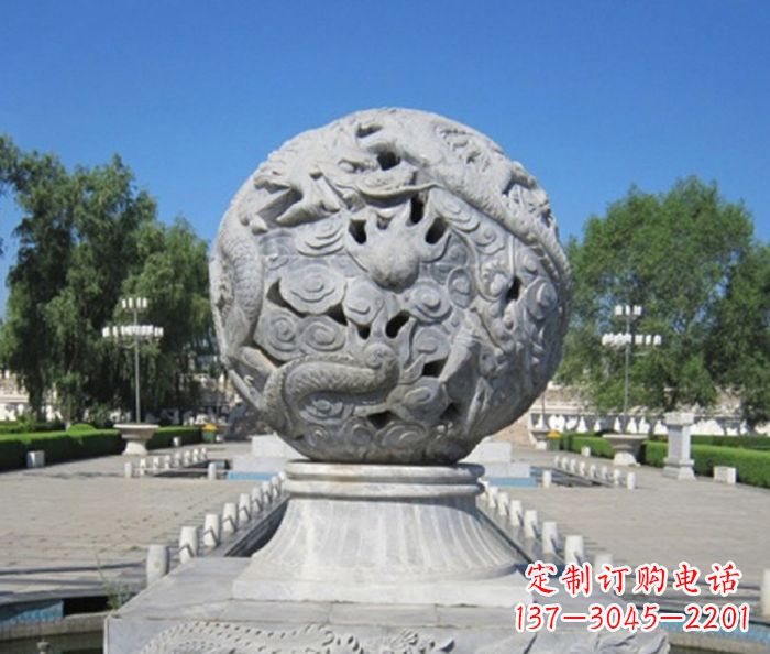 信阳公园景观龙浮雕球喷泉石雕