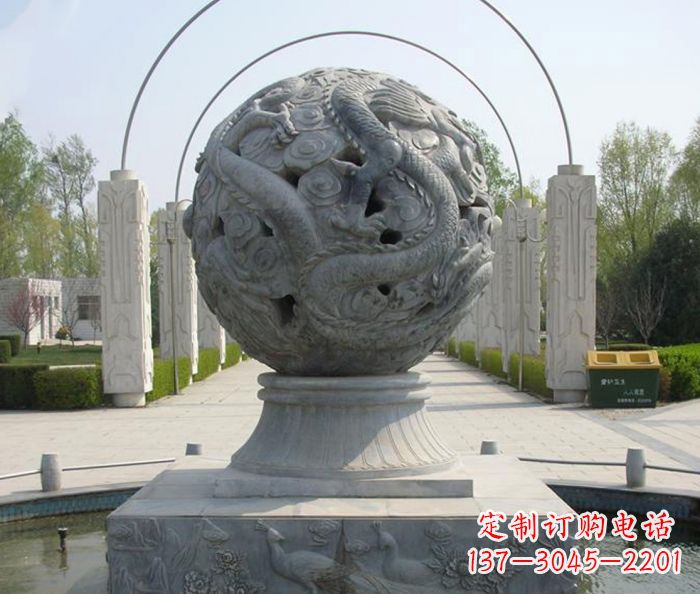 信阳公园景观镂空龙浮雕喷泉石雕