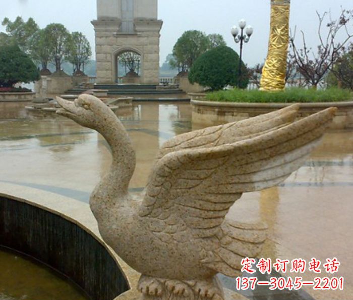 信阳公园景观砂岩天鹅喷泉石雕
