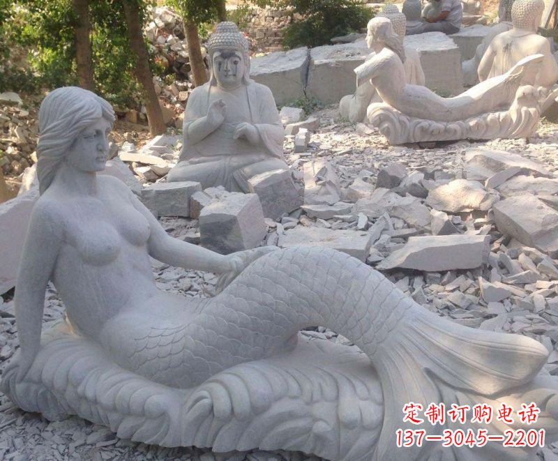 信阳艺术精美美人鱼石雕