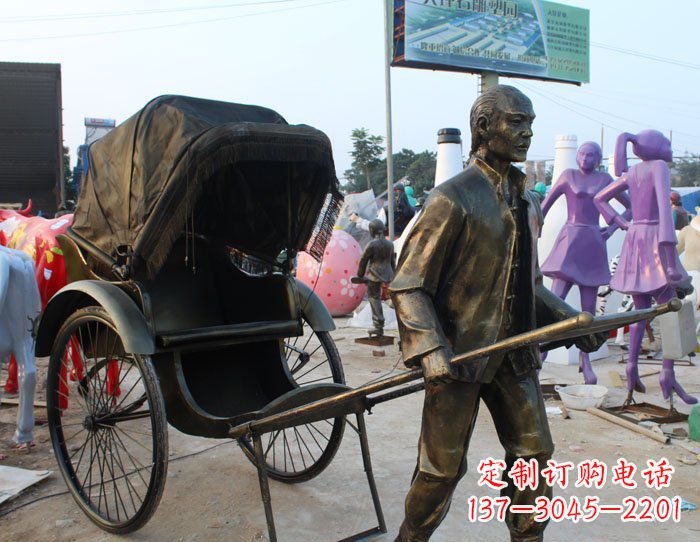 信阳精致可爱的黄包车铜雕