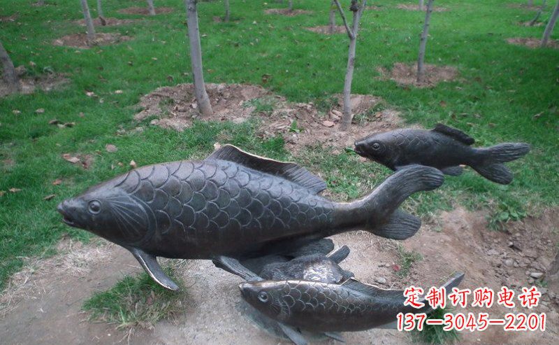 信阳艺术记忆——公园装饰铜雕鲤鱼