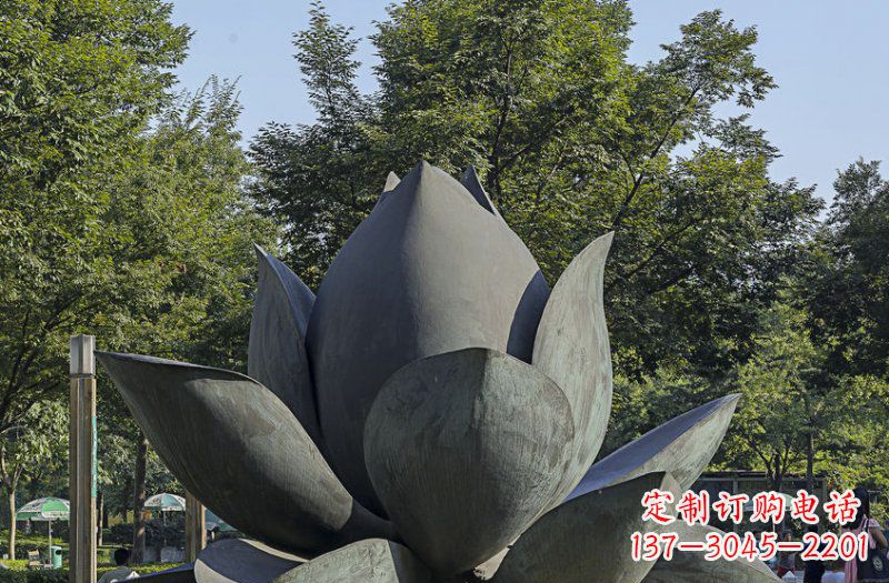 信阳公园莲花景观铜雕