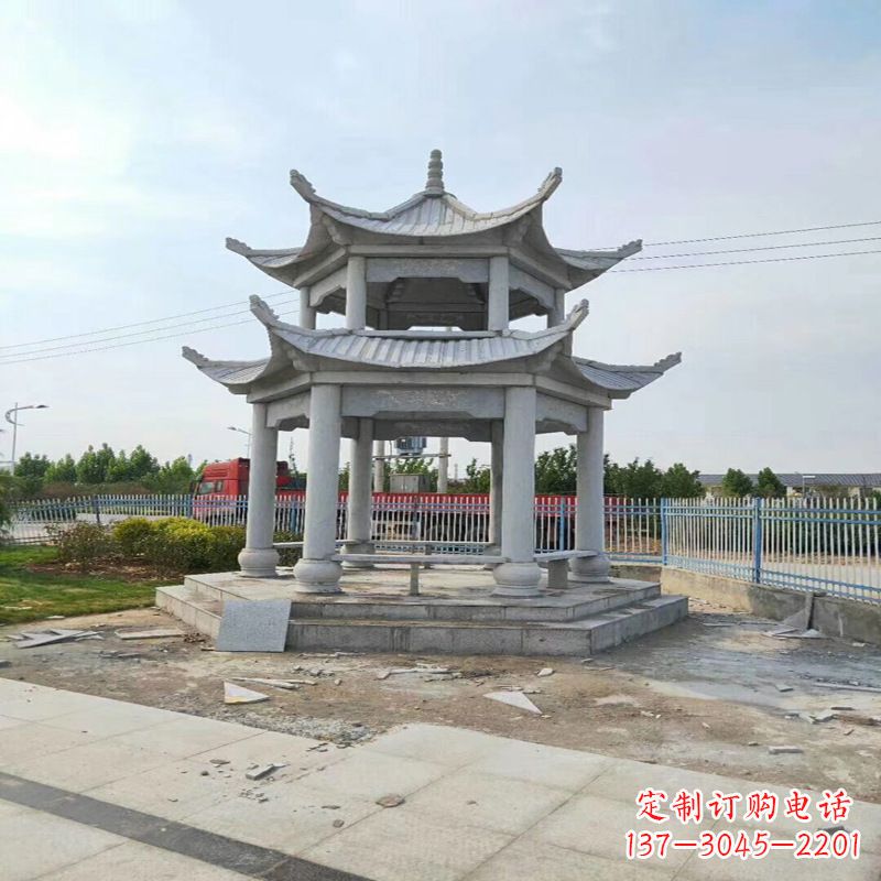 信阳中领雕塑-精美双层凉亭石雕
