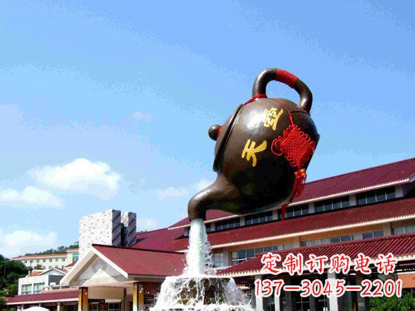 信阳传统铜质茶壶雕塑