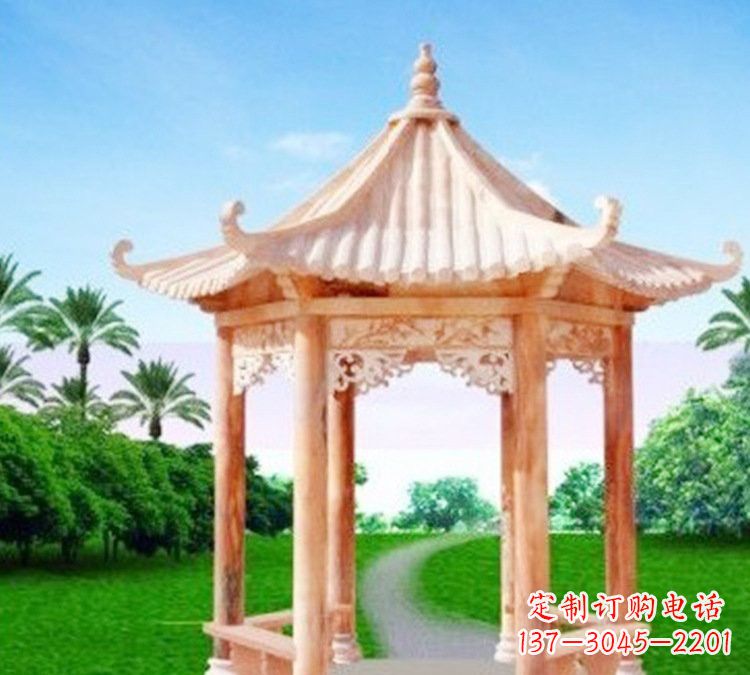 信阳艺术精美的六角凉亭石雕