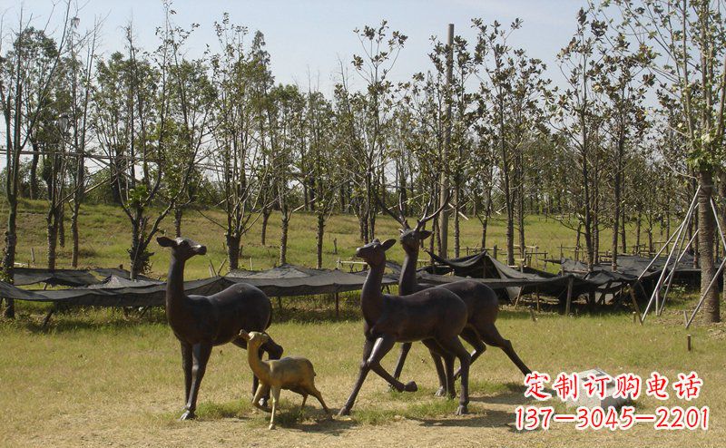 信阳优雅雕塑-梅花鹿铜雕