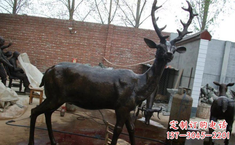 信阳精美梅花鹿铜雕,施展艺术之美