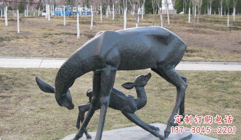 信阳高档铜雕动物母子鹿
