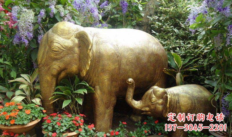 信阳铜雕母子象艺术雕塑