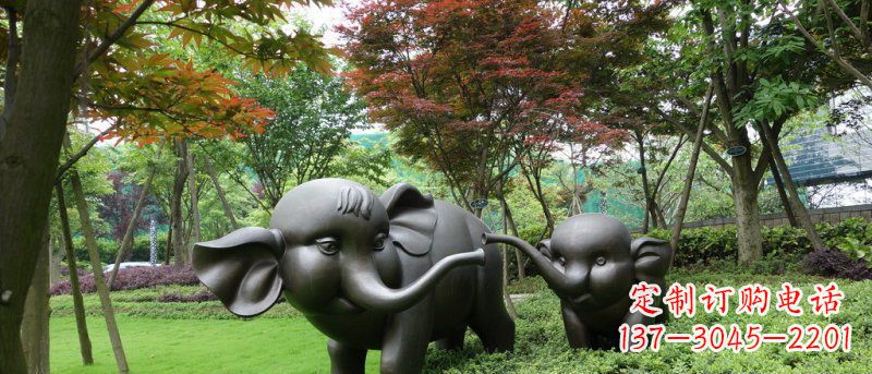 信阳铜雕动物母子象雕塑
